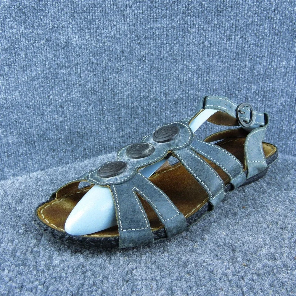 Josef Seibel Women Gladiator Sandal Shoes Blue Leather Size 38 Medium
